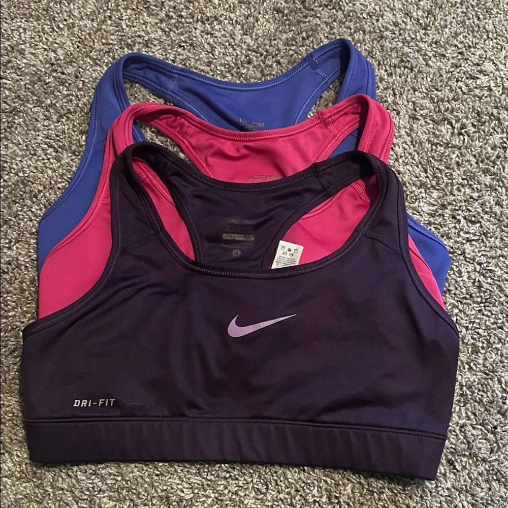 Nike Women's Dri-FIT Sports Bra Trio - Purple, Pink, Blue